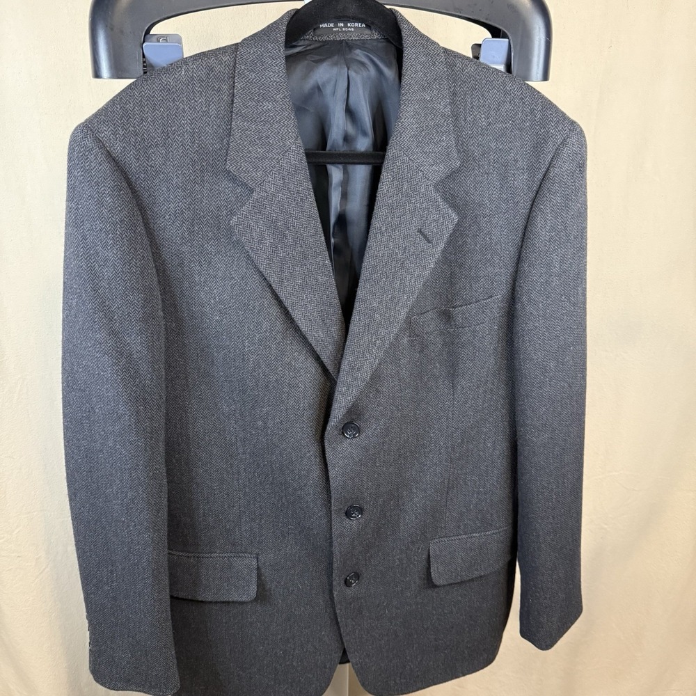 Club Room Men's Gray Herringbone Tweed Wool Blazer‎ 42 L